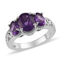 KARIS Amethyst 3 Stone Ring in Platinum Bond (Size 10.0) 2.00 ctw - Sticky add to cart bar