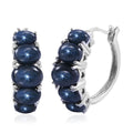 Blue Star Sapphire (DF) Hoop Earrings in Platinum Over Sterling Silver 12.85 ctw - Sticky add to cart bar