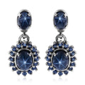 Blue Star Sapphire (DF) and Madagascar Blue Sapphire Dangle Earrings in Platinum Over Sterling Silver 4.65 ctw - Sticky add to cart bar