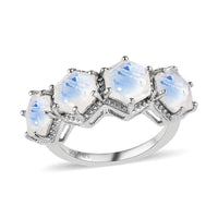 Moon Glow Moonstone Ring in Platinum Over Sterling Silver 5.00 ctw