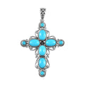 Artisan Crafted Sleeping Beauty Turquoise Cross Pendant in Sterling Silver 3.85 ctw - Sticky add to cart bar