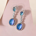 Aurora Moonstone (D) and White Zircon Dangling Earrings in Platinum Over Sterling Silver 4.10 ctw - Sticky add to cart bar