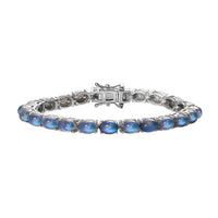Aurora Moonstone Tennis Bracelet in Platinum Over Sterling Silver (8.00 In) (12.35 g) 24.75 ctw