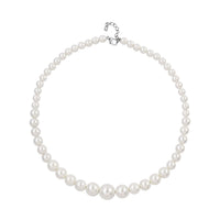 White Shell Pearl 8-16mm Necklace (20-22 Inches) in Silvertone