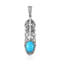 Artisan Crafted Sleeping Beauty Turquoise Feather Pendant in Sterling Silver 1.50 ctw - Sticky add to cart bar