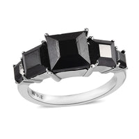 Thai Black Spinel 5 Stone Ring in Stainless Steel (Size 10.0) 3.85