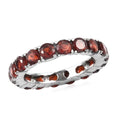 Mozambique Garnet Eternity Band Ring in Stainless Steel (Size 8) 4.40 ctw - Sticky add to cart bar