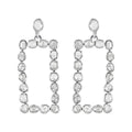 Polki Diamond Rectangular Shape Dangle Earrings in Platinum Over Sterling Silver 2.00 ctw - Sticky add to cart bar