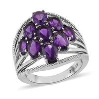 Amethyst Ring in Stainless Steel (Size 10.0) 3.40 ctw