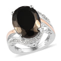 Elite Shungite and Natural White Zircon Ring in Vermeil Rose Gold and Platinum Over Sterling Silver 5.15 ctw - Sticky add to cart bar