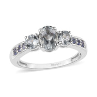 Premium Brazilian Goshenite and Tanzanite Ring in Platinum Over Sterling Silver 1.25 ctw