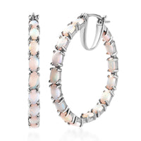 Australian Opal Inside Out Hoop Earrings in Platinum Over Sterling Silver 4.50 ctw