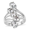 Brazilian Goshenite 5 Stone Ring in Platinum Over Sterling Silver 3.30 ctw - Sticky add to cart bar