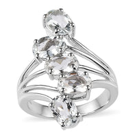 Brazilian Goshenite 5 Stone Ring in Platinum Over Sterling Silver 3.30 ctw