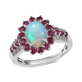 Premium Ethiopian Welo Opal and Multi Gemstone Ring in Platinum Over Sterling Silver (Size 10.0) 2.65 ctw - Sticky add to cart bar