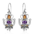 Bali Legacy Amethyst and Brazilian Citrine Dragonfly Earrings in Sterling Silver 0.65 ctw - Sticky add to cart bar