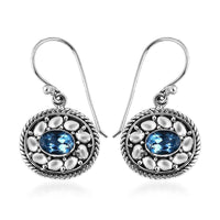 Bali Legacy Swiss Blue Topaz Floral Earrings in Sterling Silver 0.40 ctw