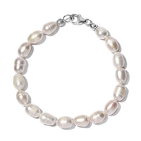 Freshwater Pearl Bracelet with Heart Charm in Sterling Silver (7.25 In)