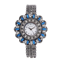 Strada White Austrian Crystal, Simulated Multi Color Resin Japanese Movement Sunflower Pattern Bangle Watch in Rosetone (7.00 Inches)