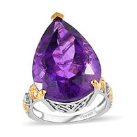 African Amethyst Solitaire Ring in Vermeil YG and Platinum Over Sterling Silver 18.65 ctw (Delivery in 5-7 Business Days)