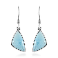 Artisan Crafted Larimar Dangle Earrings in Sterling Silver 10.15 ctw