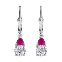 Moissanite and Tanzanite Lever Back Earrings in Platinum Over Sterling Silver 2.00 ctw
