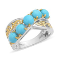 American Natural Sleeping Beauty Turquoise Crossover Ring in Vermeil Yellow Gold and Platinum Over Sterling Silver 2.50 ctw - Sticky add to cart bar
