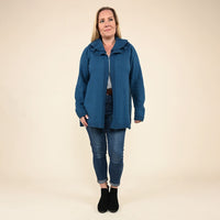 Tamsy Blue Heavy Knit Cardign with Frill Neck - M
