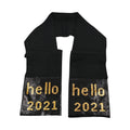 WHOOPI GOLDBERG Holiday Collection "Hello 2021" Black Sequins Scarf - Sticky add to cart bar