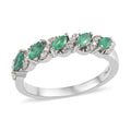 Ethiopian Emerald and Natural White Zircon Ring in Platinum Over Sterling Silver 0.85 ctw - Sticky add to cart bar