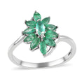 Ethiopian Emerald Floral Ring in Platinum Over Sterling Silver 0.85 ctw - Sticky add to cart bar