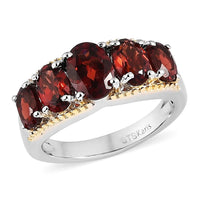 Karis Mozambique Garnet 5 Stone Ring in 18K YG Plated and Platinum Bond 2.85 ctw