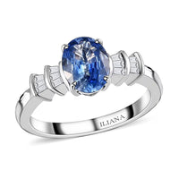 Iliana 18K White Gold AAA Royal Ceylon Sapphire and G-H SI Diamond Ring 3.60 Grams 1.40 ctw 2.5 star rating 2 Reviews |