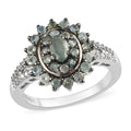 Narsipatnam Alexandrite and Natural White Zircon Cocktail Ring in Platinum Over Sterling Silver (Size 10.0) 1.10 ctw - Sticky add to cart bar