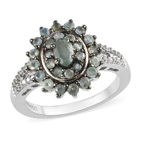 Narsipatnam Alexandrite and Natural White Zircon Cocktail Ring in Platinum Over Sterling Silver (Size 10.0) 1.10 ctw