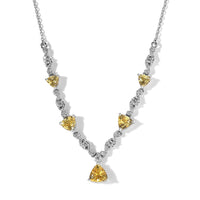 Brazilian Golden Apatite and White Zircon Necklace 18-20 Inches in Platinum Over Sterling Silver 4.15 ctw