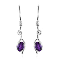 African Amethyst Solitaire Lever Back Earring Sterling Silver 0.83 ctw