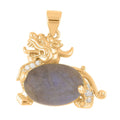 Kunzite and Simulated Diamond Pixiu Pendant in Goldtone 6.10 ctw - Sticky add to cart bar