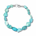 Larimar Beads Bracelet, Tumbled Beads Bracelet, Larimar Bracelet, Sterling Silver Bracelet (7.25 In) 66.40 ctw - Sticky add to cart bar