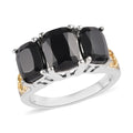 Karis Natural Thai Black Spinel 3 Stone Ring in 18K YG Plated and Platinum Bond 4.85 ctw - Sticky add to cart bar