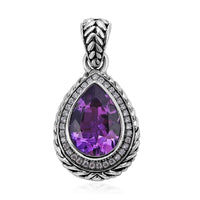 Bali Legacy Amethyst and Simulated Diamond Pendant in Sterling Silver 1.25 ctw