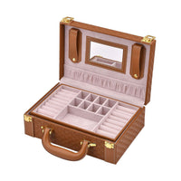 Purple Faux Leather Woven Texture 2 Layer Briefcase Jewelry Box (10.8"x7.3"x3.25")