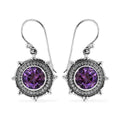 Bali Legacy Amethyst and Simulated Diamond Sun Star Earrings in Sterling Silver 1.40 ctw - Sticky add to cart bar