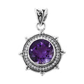 Bali Legacy Amethyst and Simulated Diamond Sun Star Pendant without Chain in Sterling Silver 1.20 ctw - Sticky add to cart bar