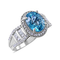 Cambodian Blue Zircon and Moissanite Ring in Platinum Over Sterling Silver 5.10 ctw (Delivery in 5-7 Business Days) - Sticky add to cart bar