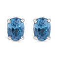 Cambodian Blue Zircon Earrings, Stud Earrings, Solitaire Studs, Blue Zircon Earrings, Sterling Silver Earrings 2.40 ctw - Sticky add to cart bar