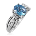 Cambodian Blue Zircon and Moissanite Ring in Platinum Over Sterling Silver 4.00 ctw (Delivery in 5-7 Business Days) - Sticky add to cart bar
