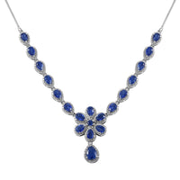 Kashmir Kyanite and White Zircon 11.60 ctw Necklace in Platinum Over Sterling Silver 18 Inches