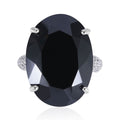 Natural Thai Black Spinel and Natural White Zircon Ring in Platinum Over Sterling Silver 7 Grams 37.90 ctw (Delivery in 5-7 Business Days) - Sticky add to cart bar