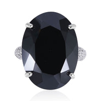 Natural Thai Black Spinel and Natural White Zircon Ring in Platinum Over Sterling Silver 7 Grams 37.90 ctw (Delivery in 5-7 Business Days)